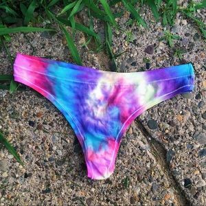Tie Dye Thong Panties Rainbow | Hand Dyed
